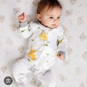 Burt's Bee Baby Rabbit Bunny Snug Fit Pajamas Organic Cotton Size 3-6 Months